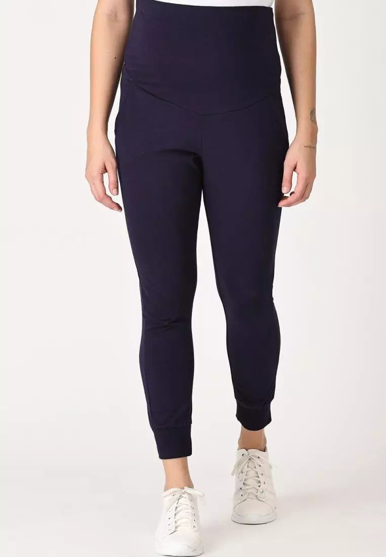 THE MOM STORE Comfy Maternity Joggers Navy Blue 2024