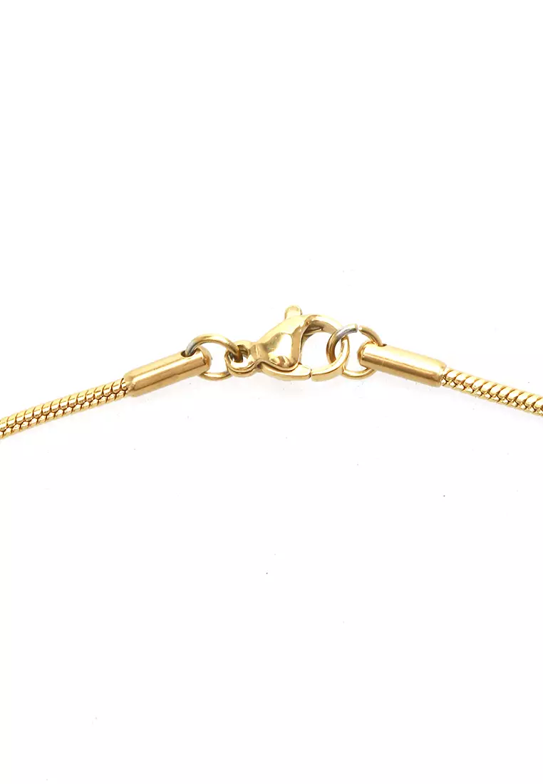 Ainsley Aksesoris Fashion Kalung Pria Wanita Necklace Liontin Balok Anti Karat Material Titanium ORIGINAL - Gold