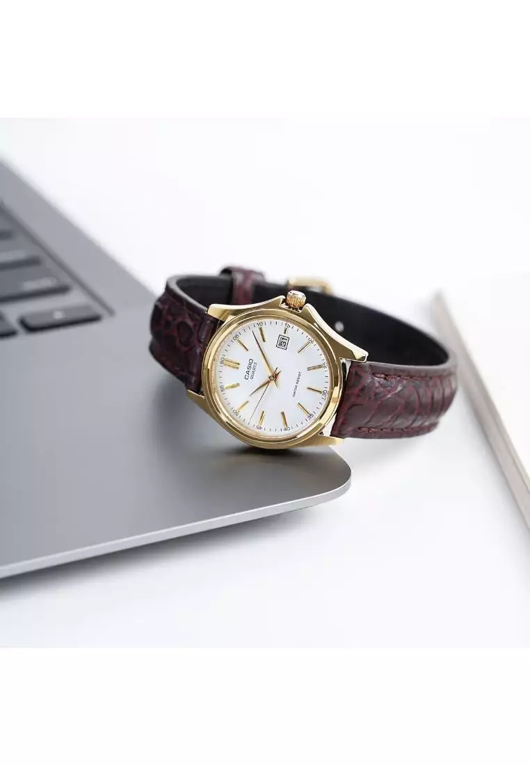Couple Analog Watch MTP/LTP-1183Q-7A Brown Leather Strap