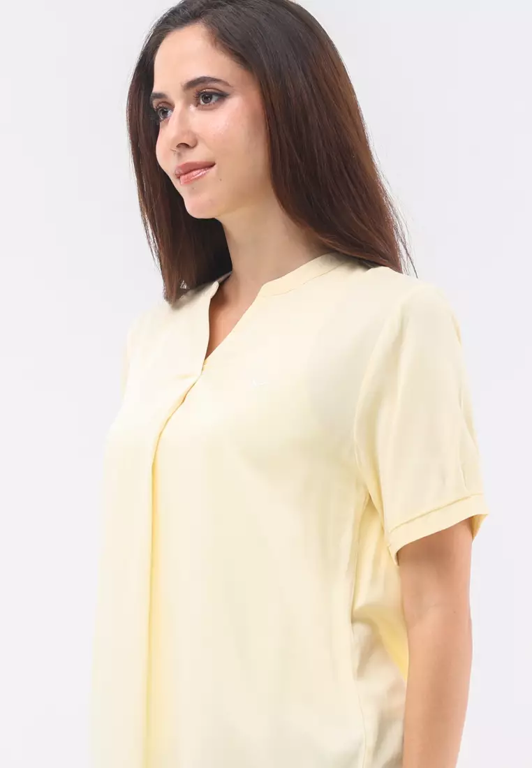 Woven Plain S.Twill Rayon Short Sleeve Blouse