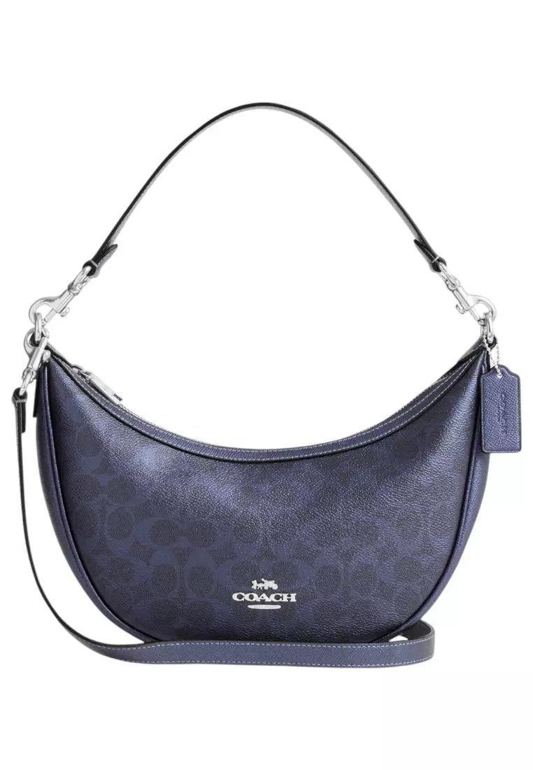 Coach Aria Shoulder Bag In Signature Canvas - Navy 2026 | Buy 
