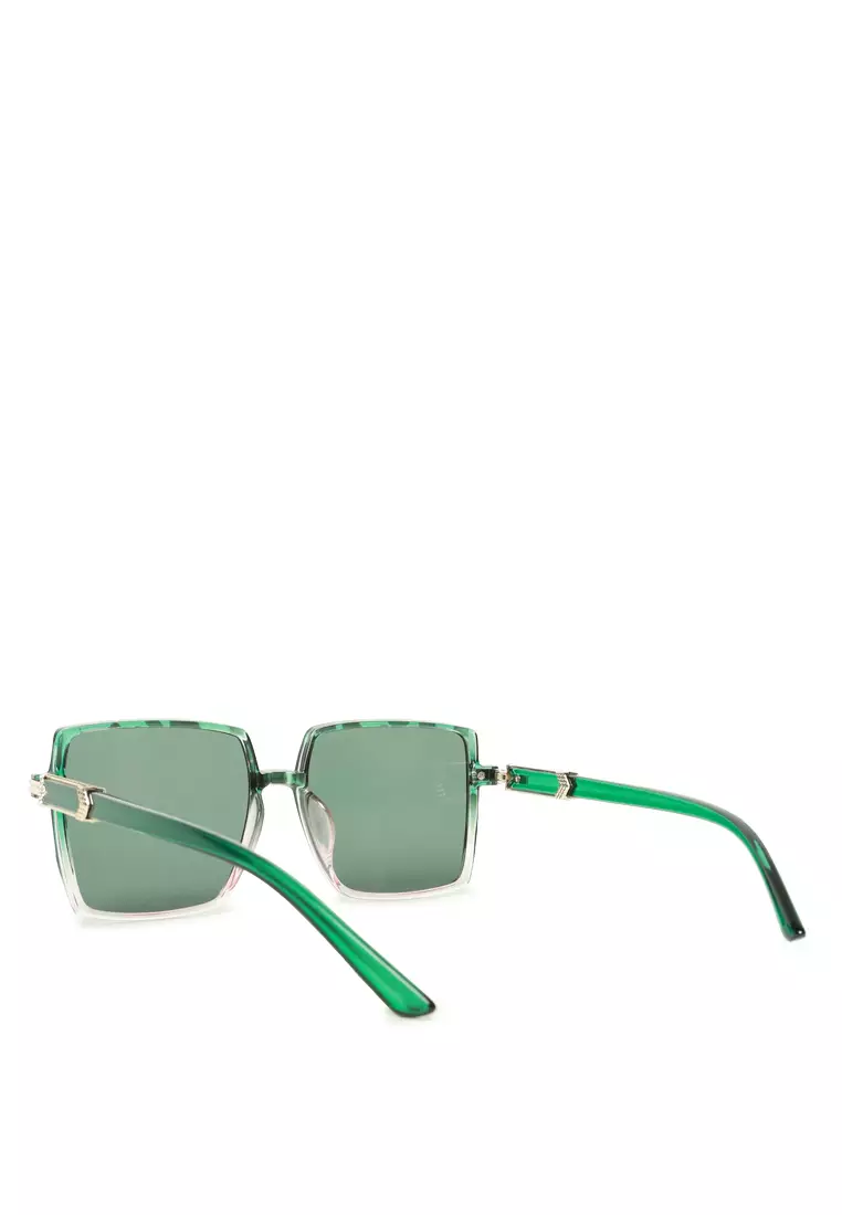 Classy Retro Tinted Square SunglassIn Green