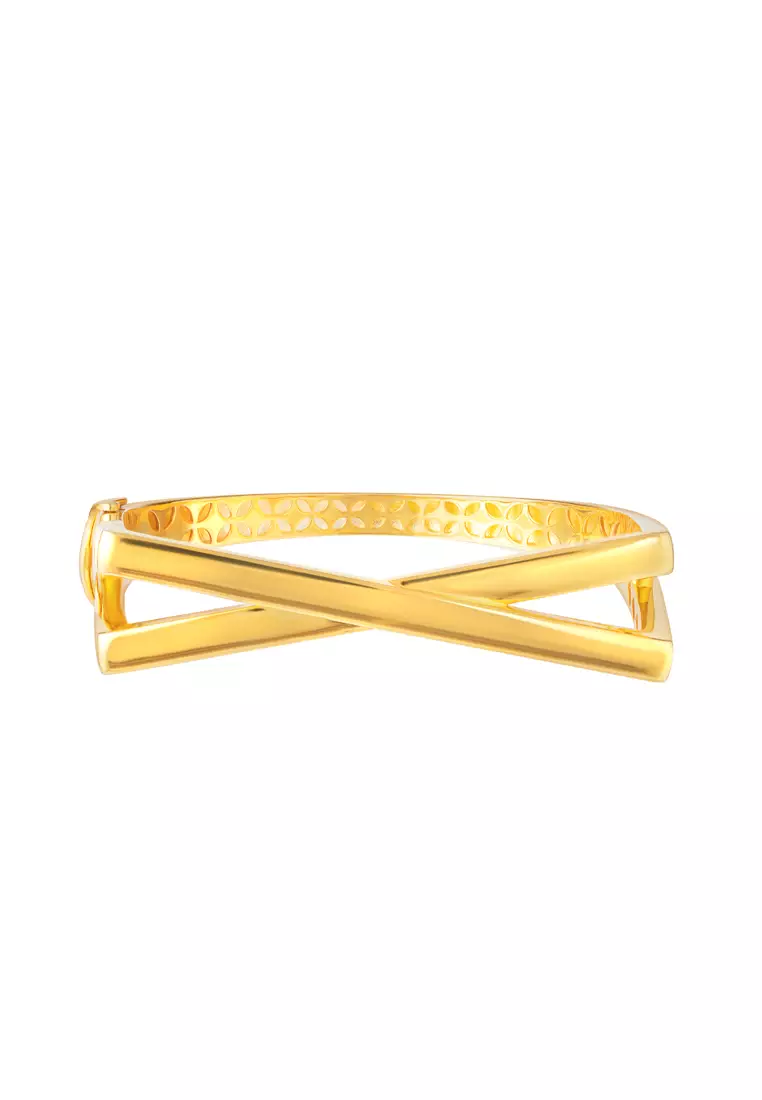 TOMEI Anastasia X-Cross Bangle, Yellow Gold 916
