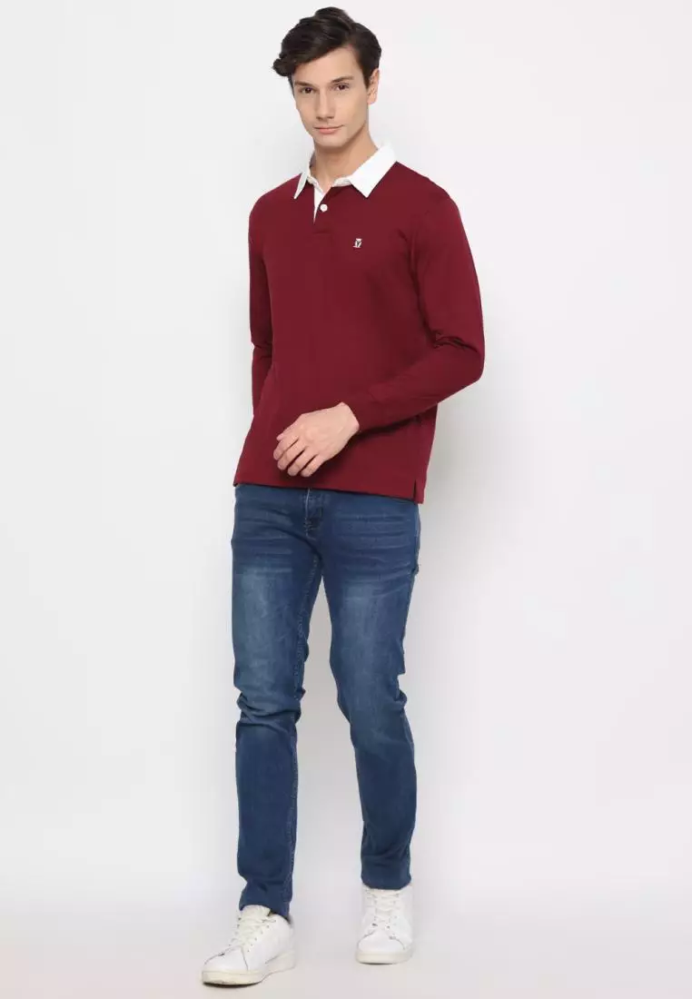 Matsuda Kaos Rugby Polo Shirt Pria Lengan Panjang Fujidera