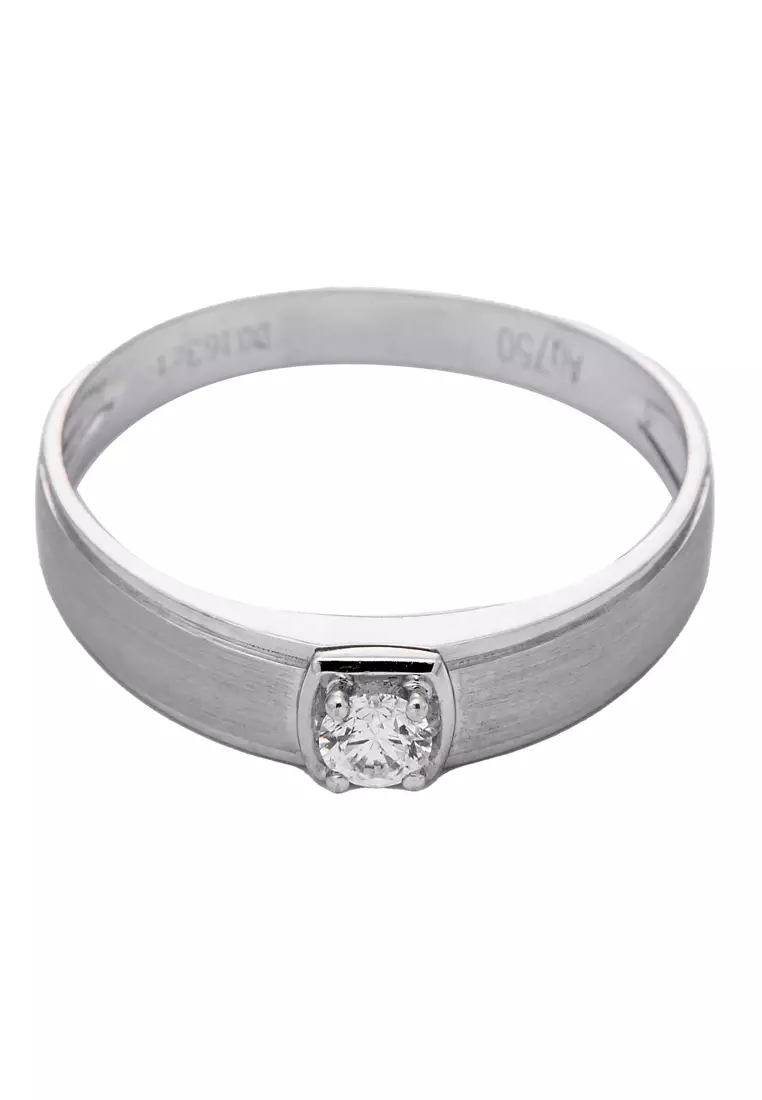 White gold band on sale with single diamond