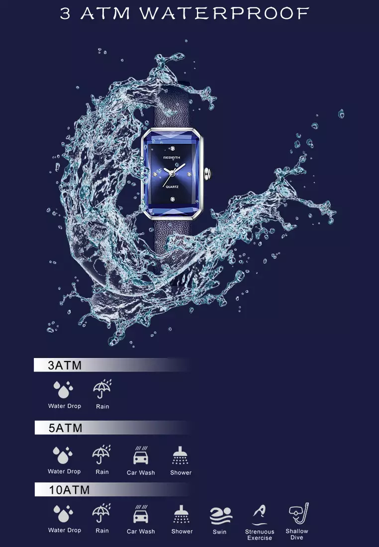 Jam Tangan Wanita Mewah Kasual Square Display Kuarsa Tali kulit dengan gelang gratis