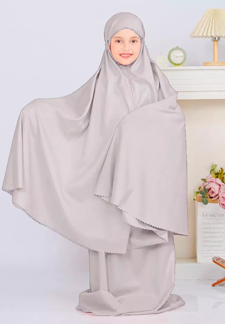 Zelena - Mukena Basic Sabira Lasercut 2in1 Prayer Set - Anak