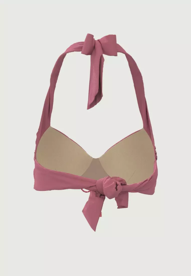 Waterlily Shines Coral Tie Front Halter Top