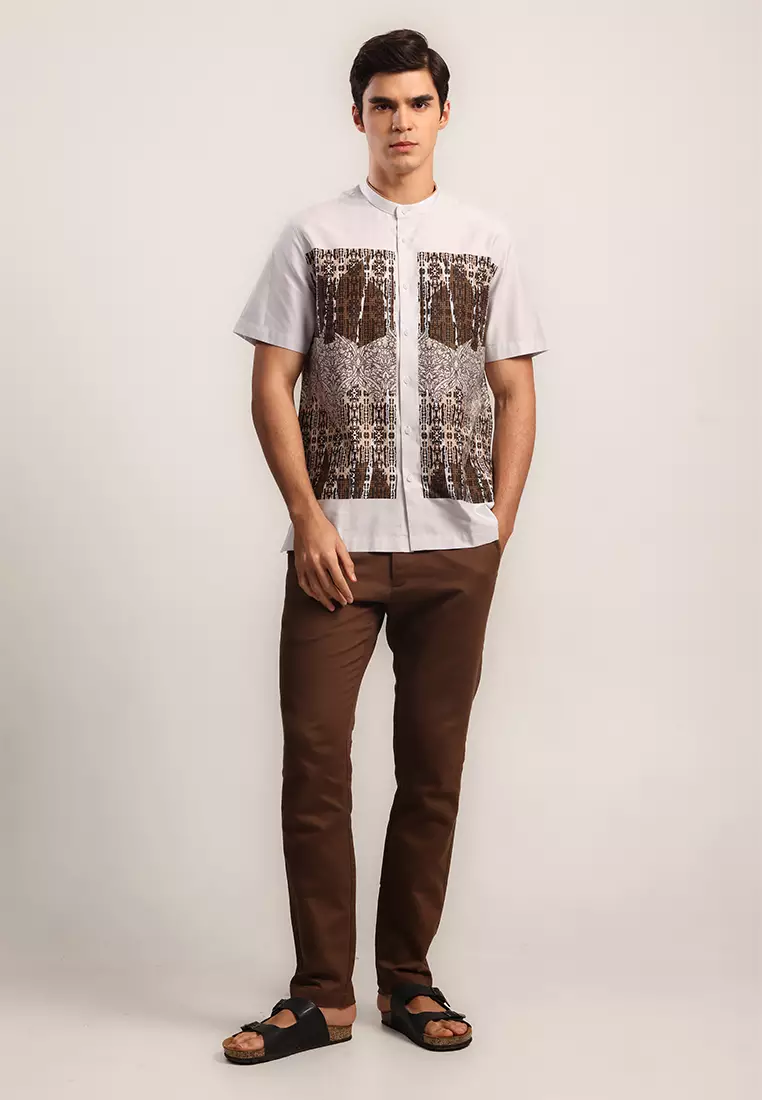 MOC Kemeja Shanghai Lengan Pendek Pria Oman - White