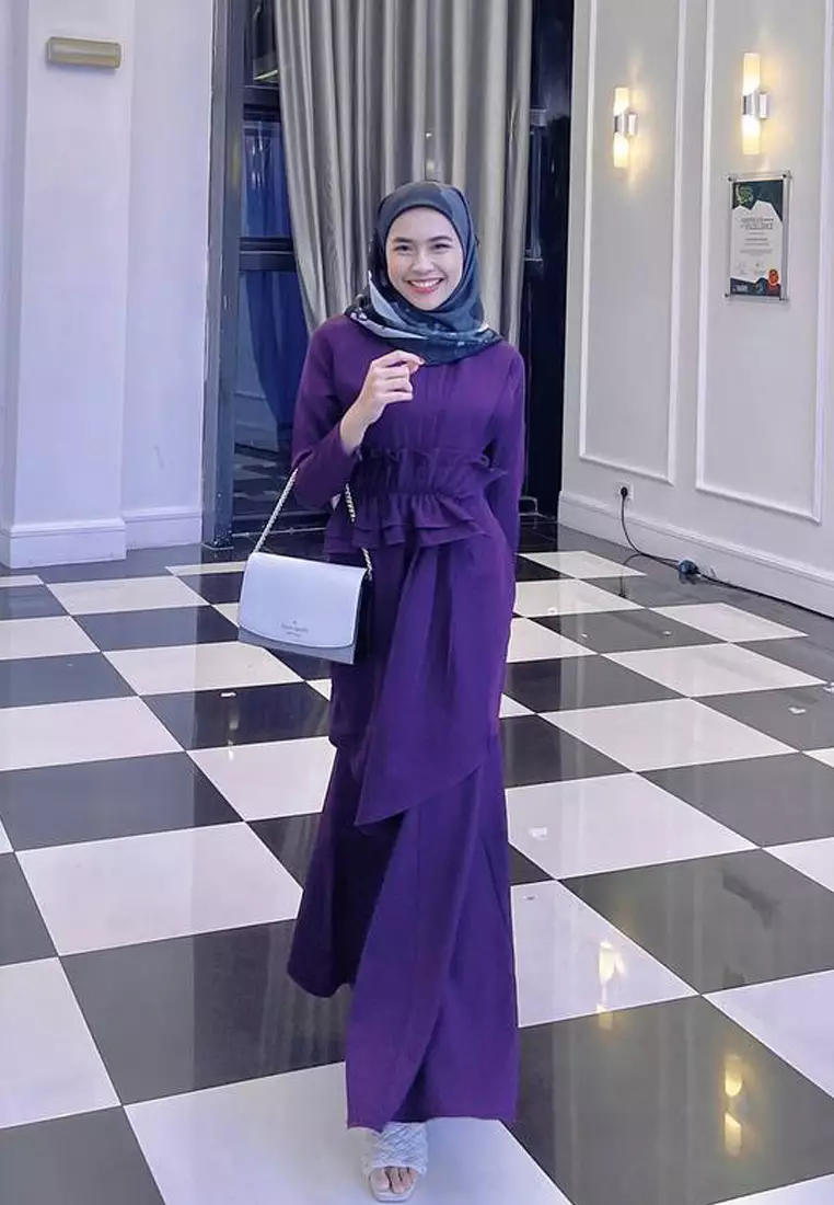 Vincy Pleated Kurung Modern in Dusty Green