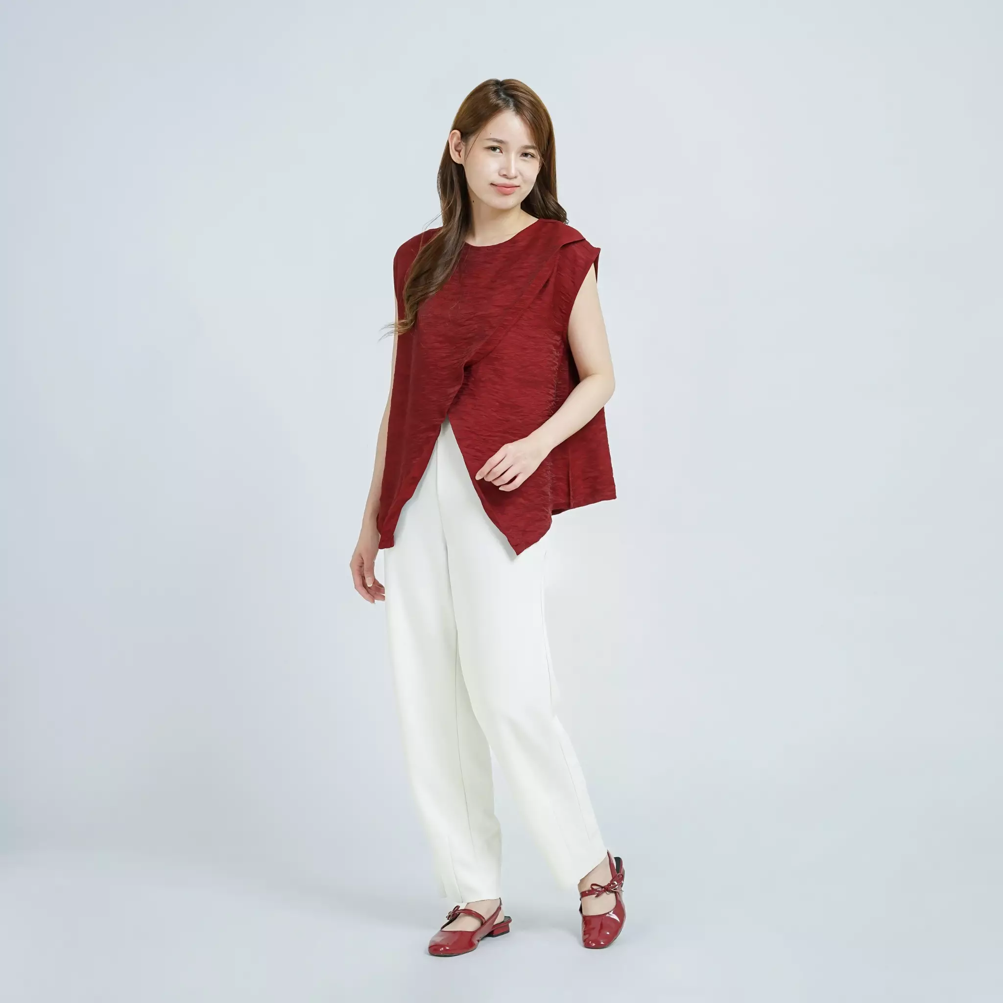Abby Overlapping Layered Top Maroon