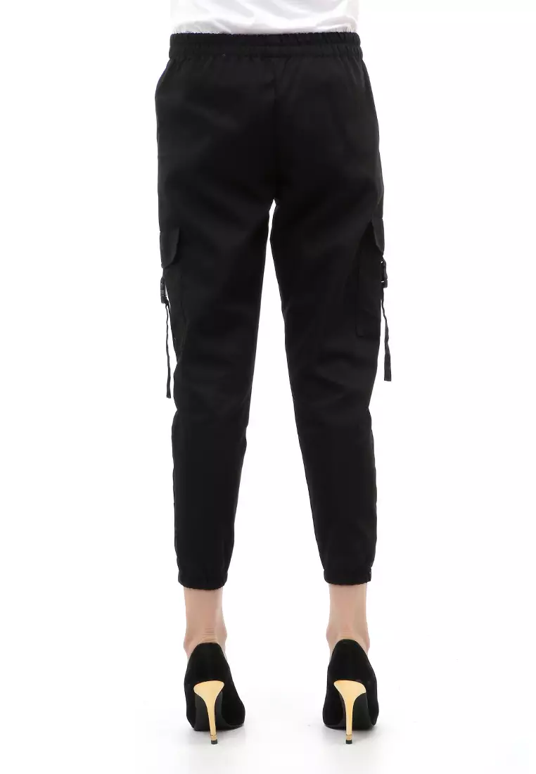 Jourel Celana Panjang Kasual Wanita Jogger Cargo Pants Material Cotton Drill ORIGINAL - Black