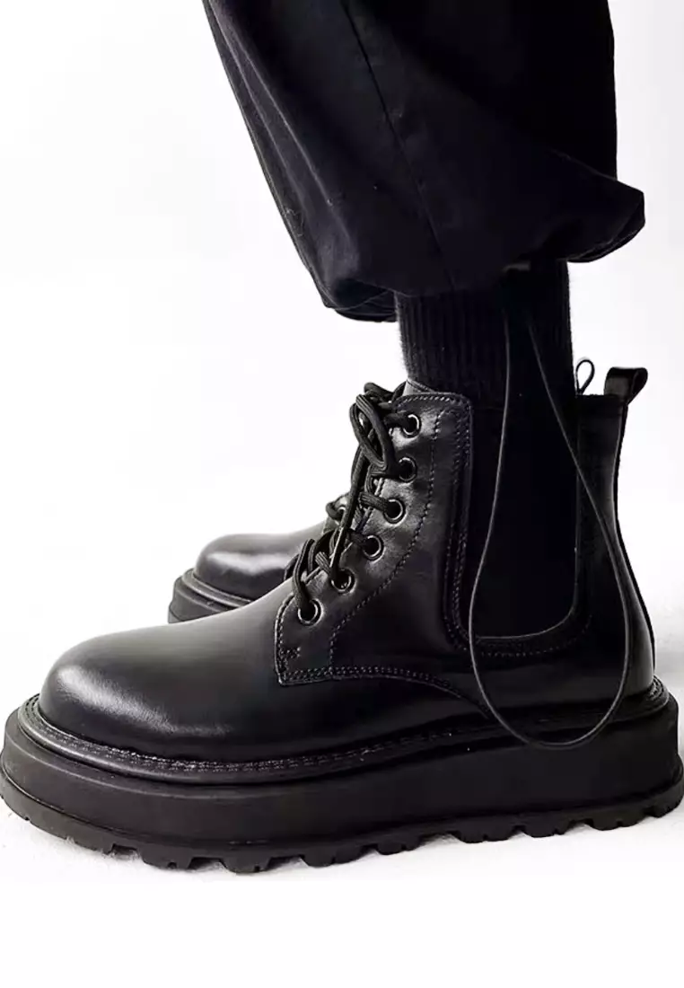 Elegant cowhide Bootlace short Martin boots