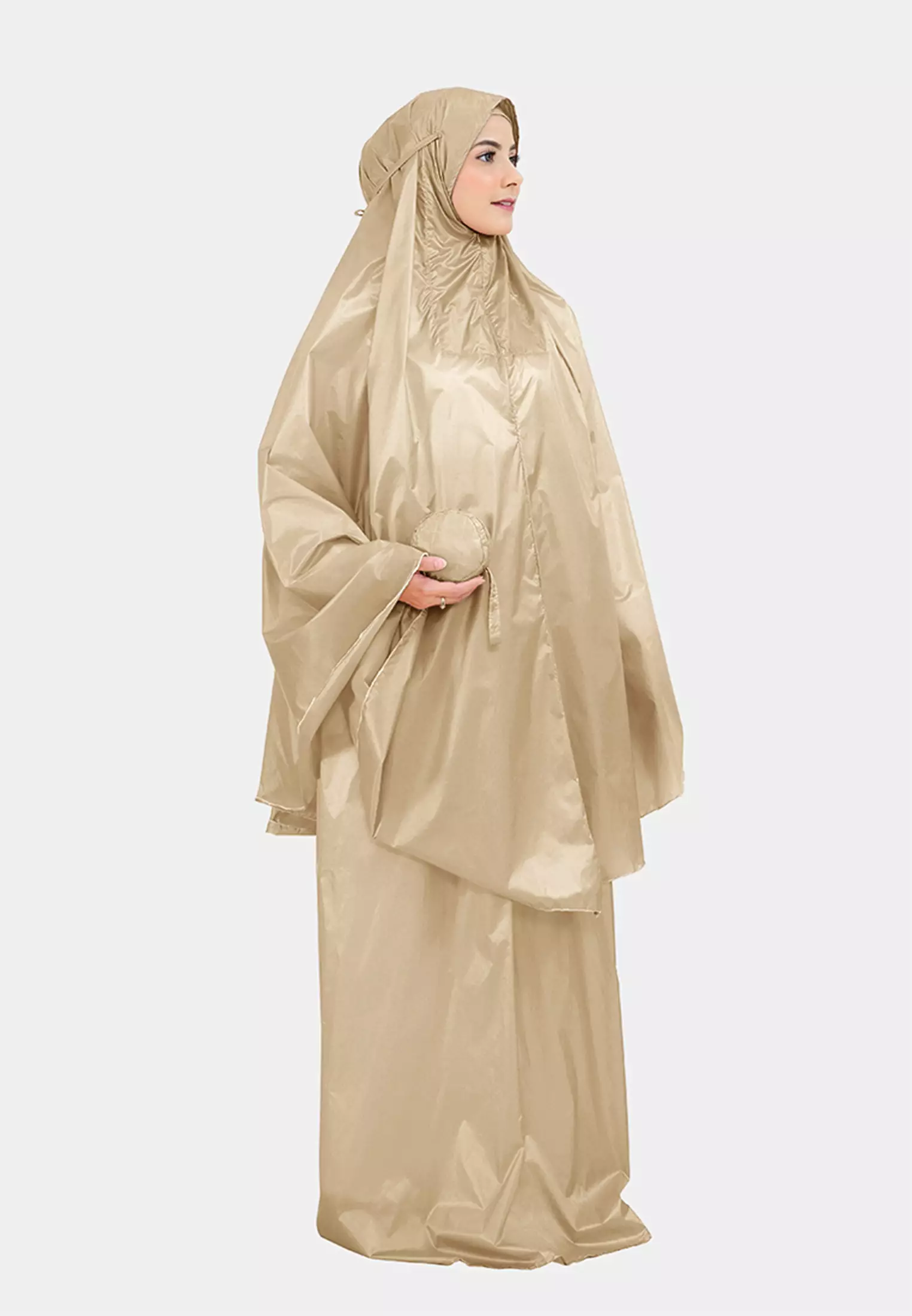 Zelena - Zalina Basic Prayer Set | Mukena Traveling Polos 2in1 - Sienna Cream