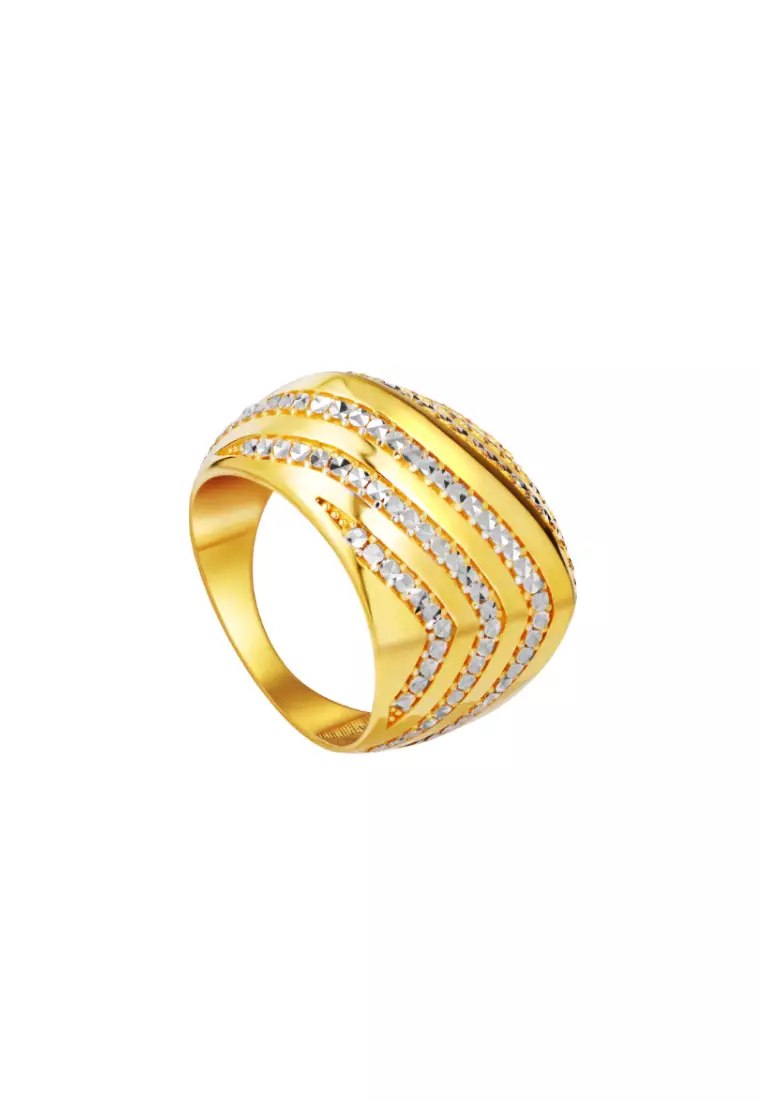 TOMEI Lusso Italia Dual-Tone Wave Inspired Ring, Yellow Gold 916