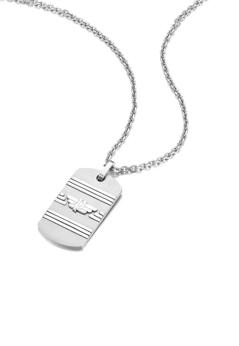 Police Revelry Silver Stainless Steel Necklace For Men PPEAGN0033301