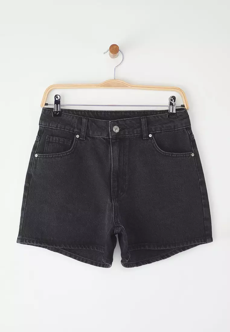 Black High Waist City Boy Denim Shorts Twoss25Sr00178