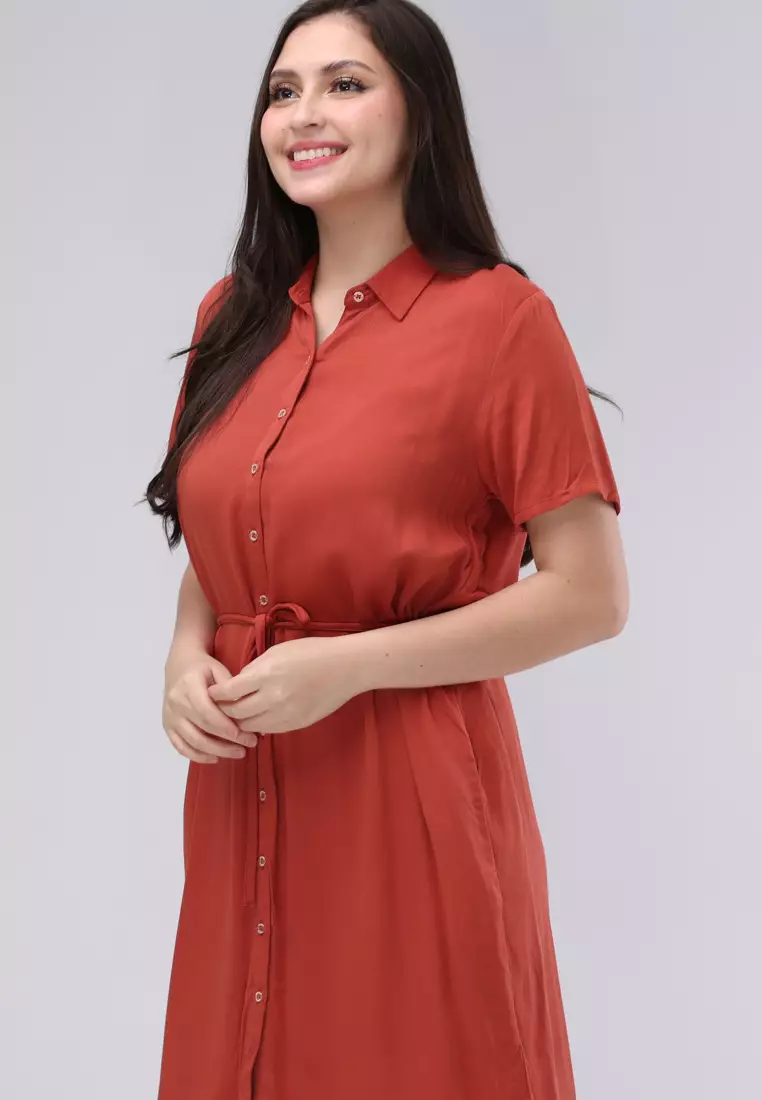 Single Twill Woven Short Sleeves Dress