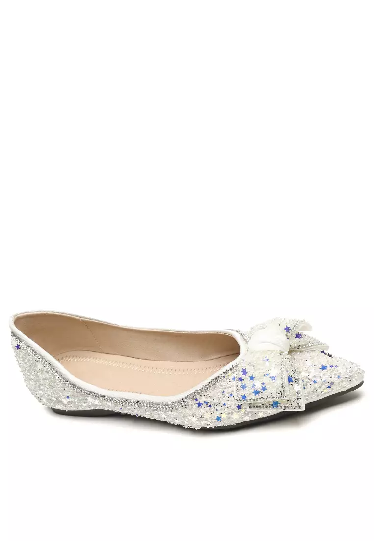 Discount on Twenty Eight Shoes  shoes - SKU: Rhinestone Bow Sequin Flat Shoes Ww5933-15