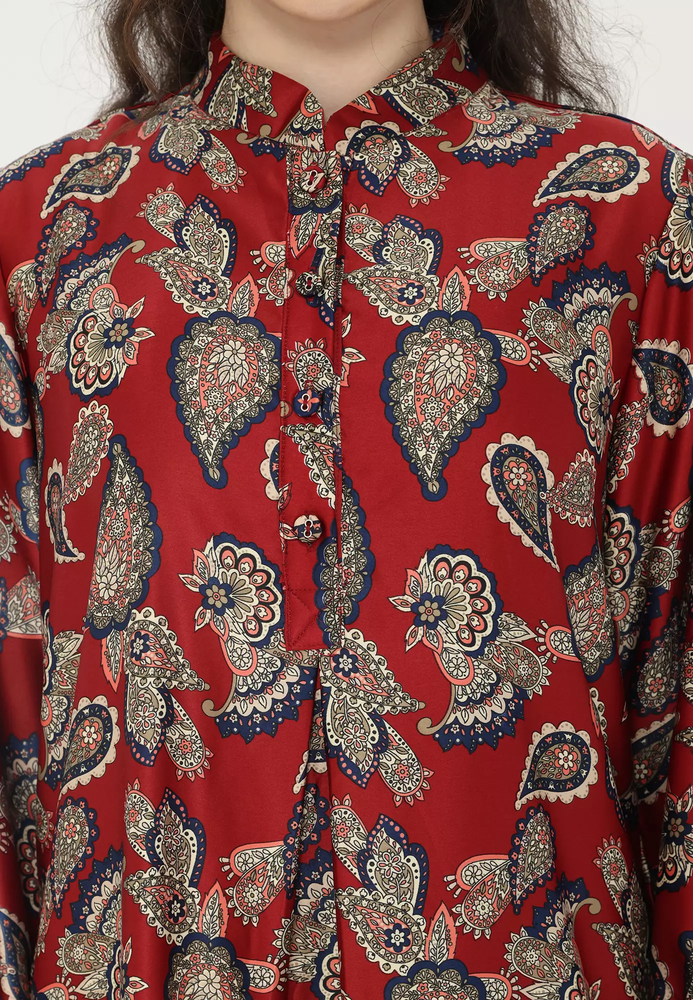 Gamis Long Dress Red Paisley Armany Silk Arlette By Brilliant Girl Warna Merah