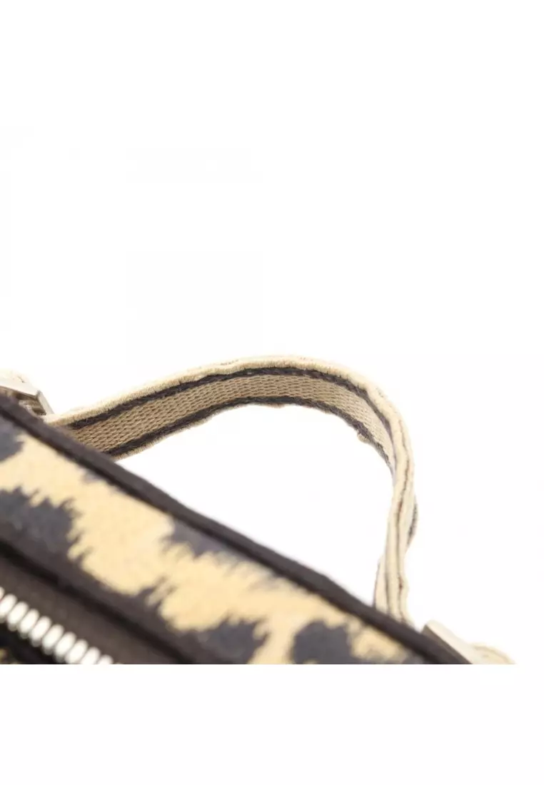 Pre-Loved Christian Dior DIORTRAVEL Small vanity vanity bag canvas beige black 2WAY