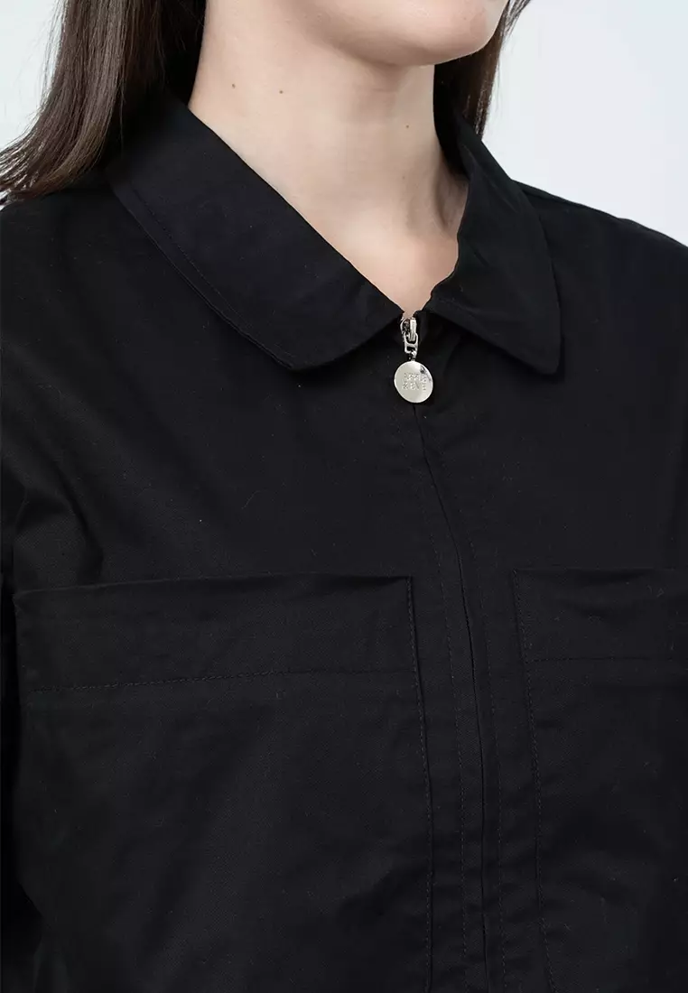 Aislinn Boxy Jacket with Front Pockets and Zip Up Opening