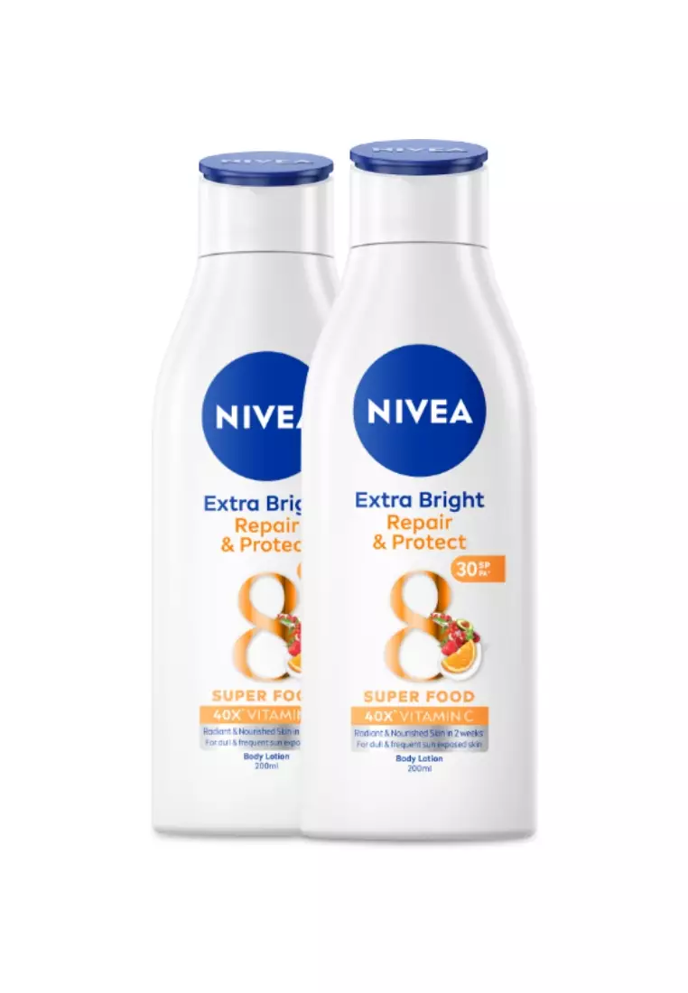 PACK OF 2 Body Extra Bright Repair and Protect Lotion Moisturizer with SPF 30, 200ml