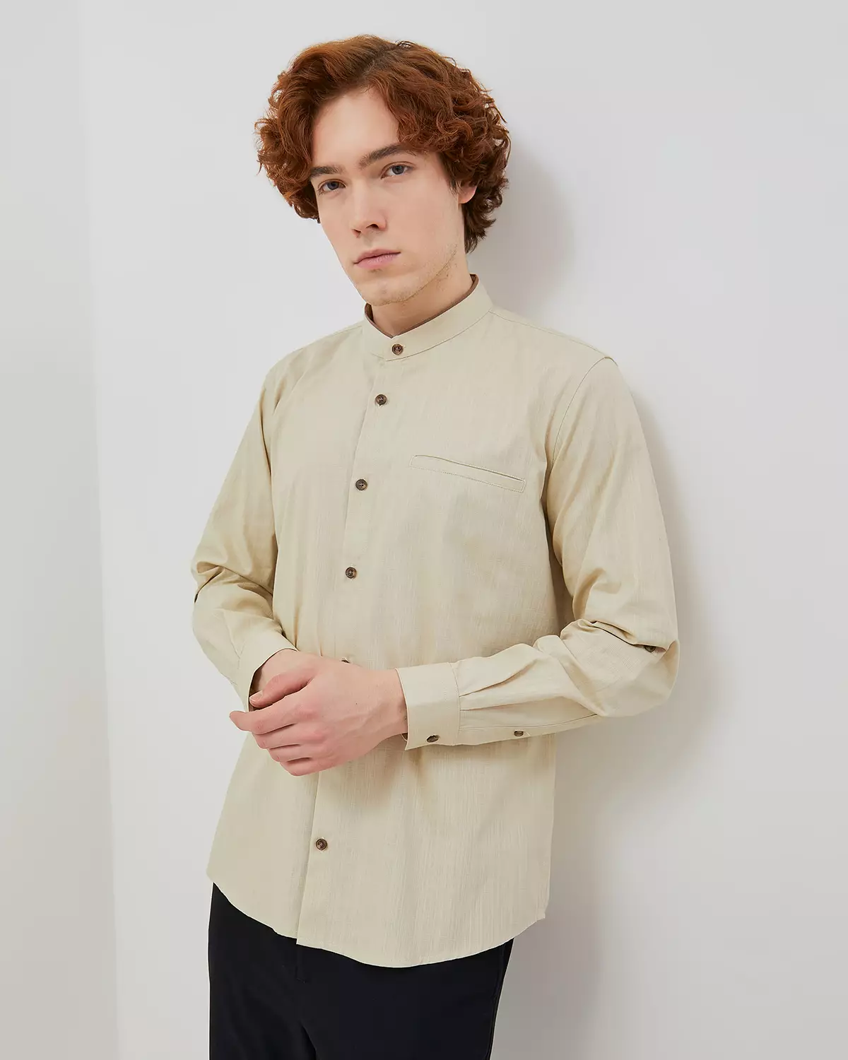 MEN'S CREAM LONG SLEEVE KOKO SHIRT