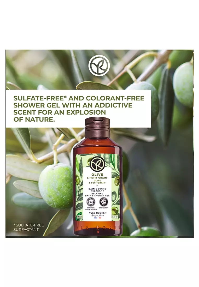 Olive Petitgrain Relaxing Shower Gel - 200ml Natural, Sulfate Free, Hydrating Body Wash