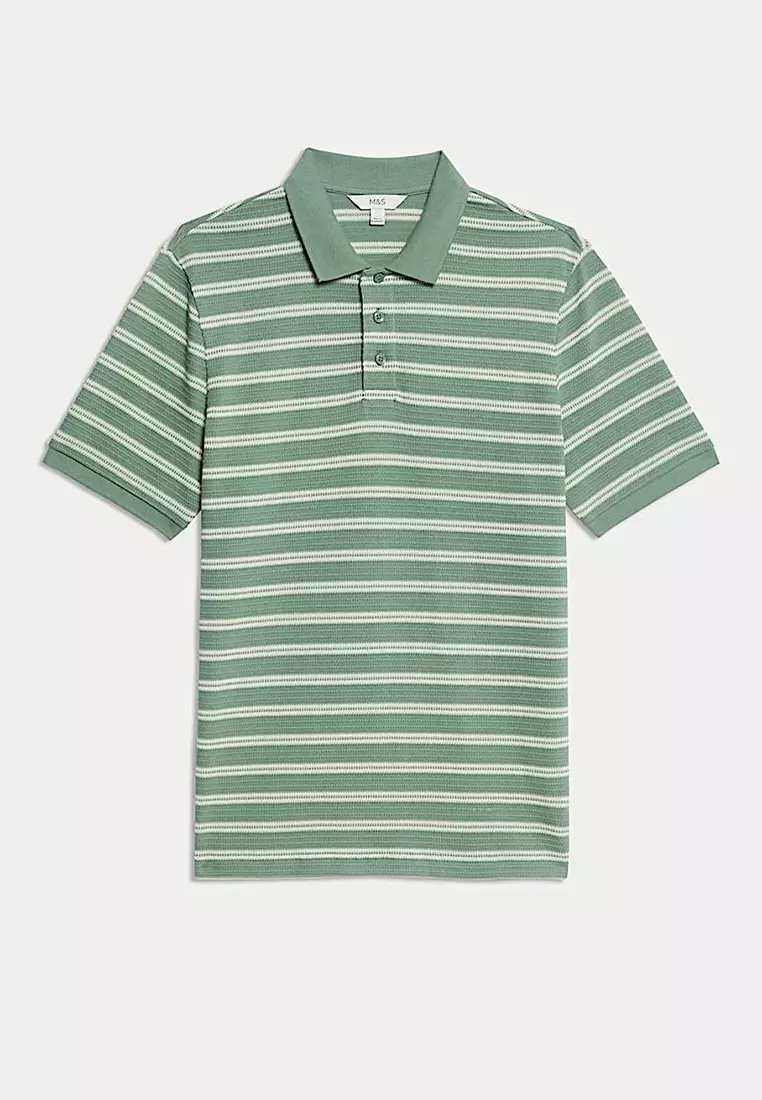 Cotton Rich Striped Polo Shirt