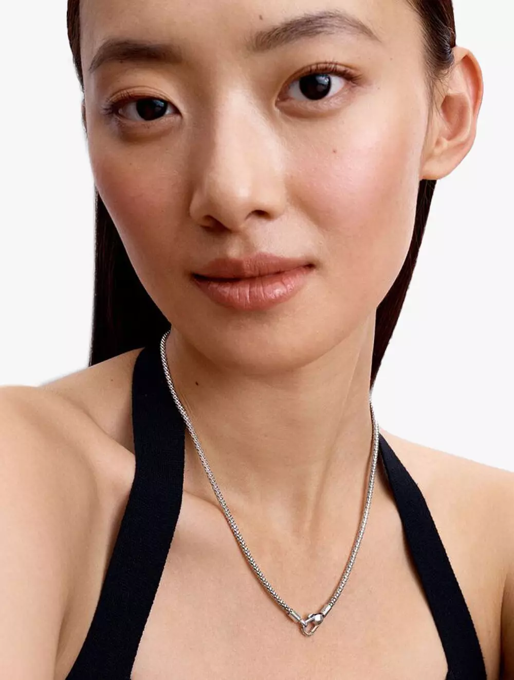 Studded chain sterling silver necklace