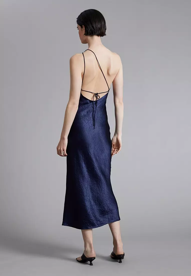 One-Shoulder Satin Midi Dress