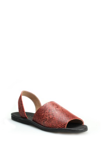 Slip On Sandal In Red Leather