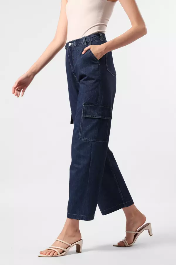 Minimal x Devina Putri - Diega - Cargo Denim Pants - Blue Warna Blue
