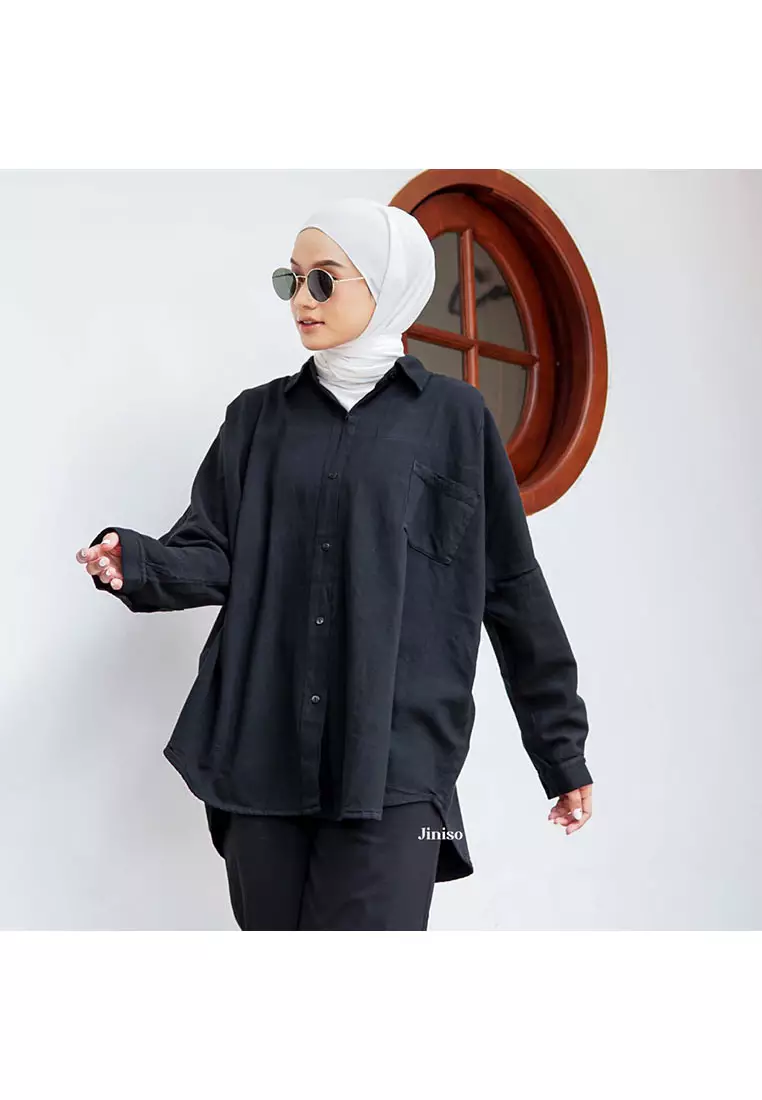 Kemeja Oversize Shirt Jet Black HYPER ACTIVE