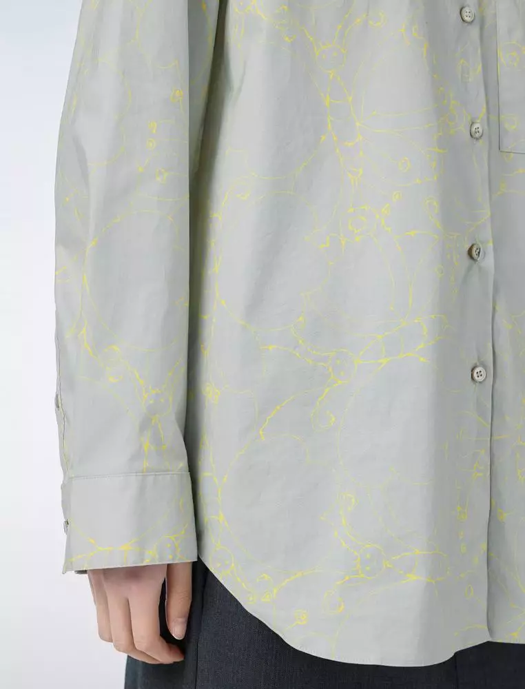 Long Sleeve Collared Printed Shirt