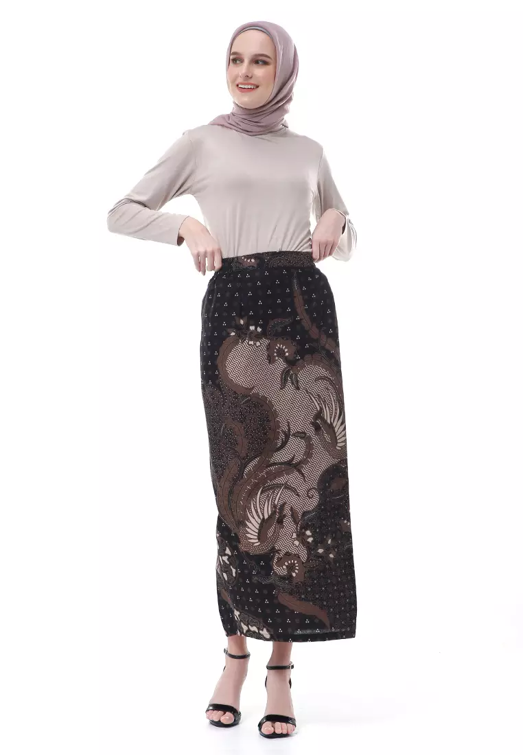 Yuvika Long Rok Bawahan Wanita Motif Batik Premium Quality - Brownie