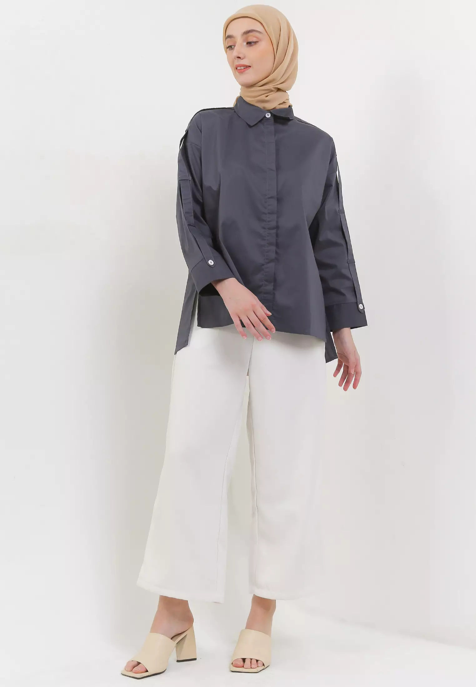 MFMW Bulaiya Atasan Blouse Dark Grey