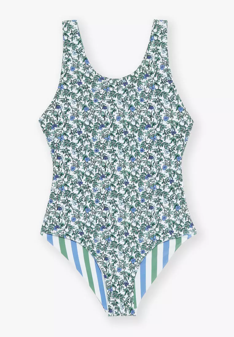 White bathing suit with flowers best sale