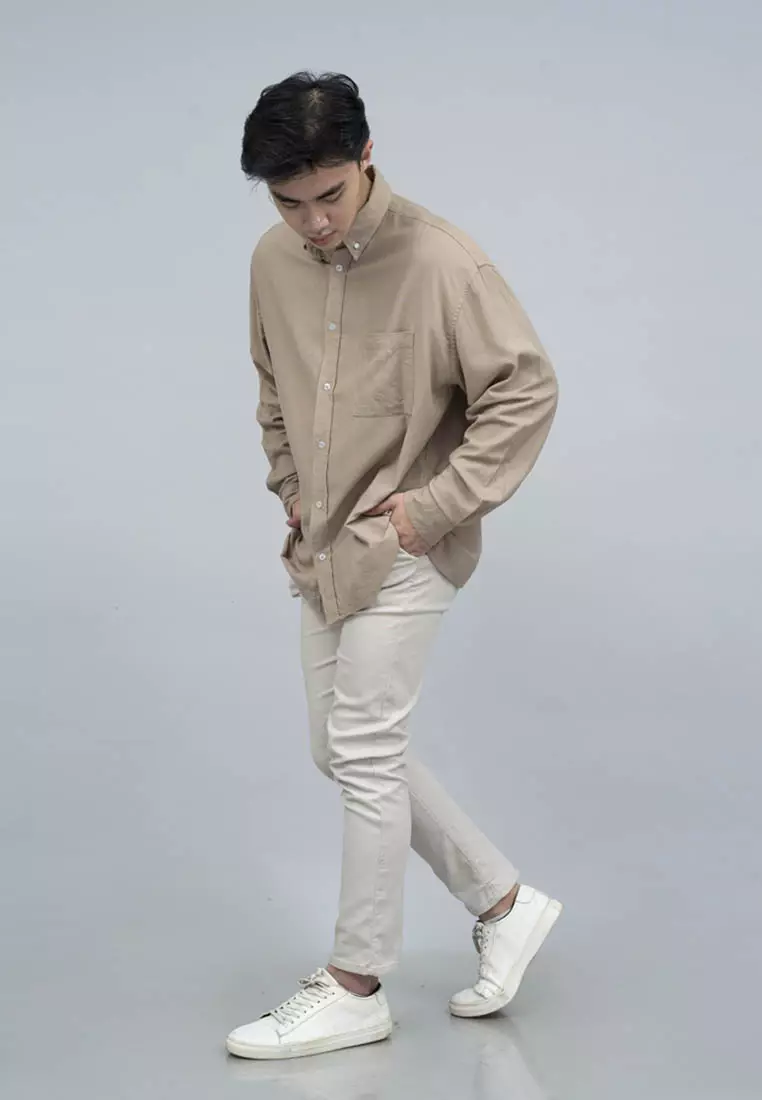 Houseofcuff Kemeja Pria Oversize/Outer Linen Look Unisex Krem