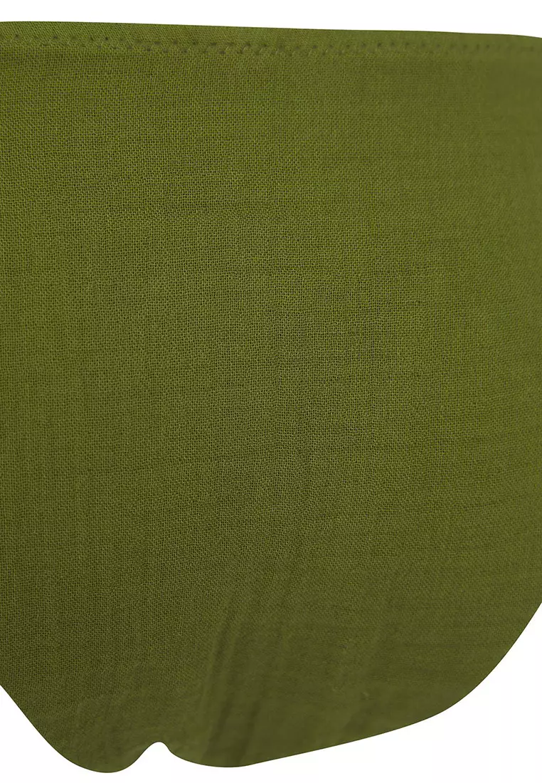 Khaki Plain Triangle Muslin Normal Waist Bikini Set