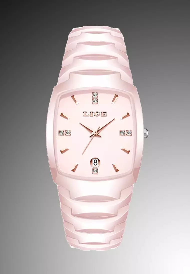 Unisex Alloy Quartz Watch, 43x32mm, White Dial, Ceramic Bracelet