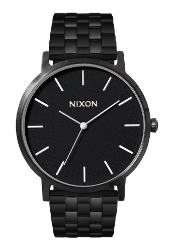 NIXON Porter All Black / White Jam Tangan Unisex A1057756 - Stainless Steel - Black