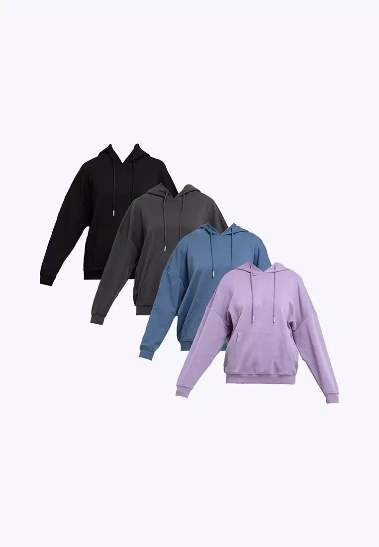 Forest Ladies Oversized 250GSM Premium Weight Cotton Loose Fit Oversized Hoodie Women Sweatshirt Jacket - 822194-76SmokePurple