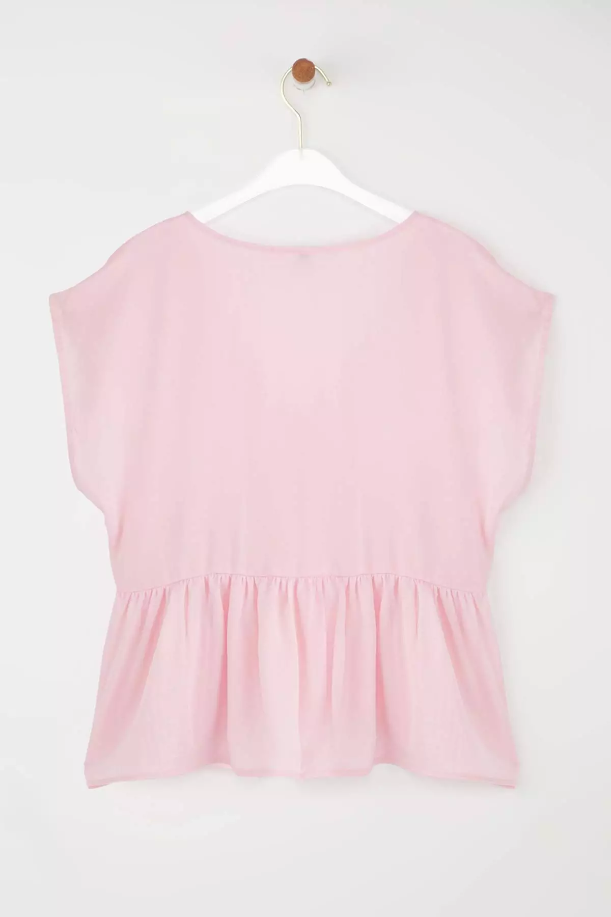Pink V Neck Flowy Soft Button Blouse