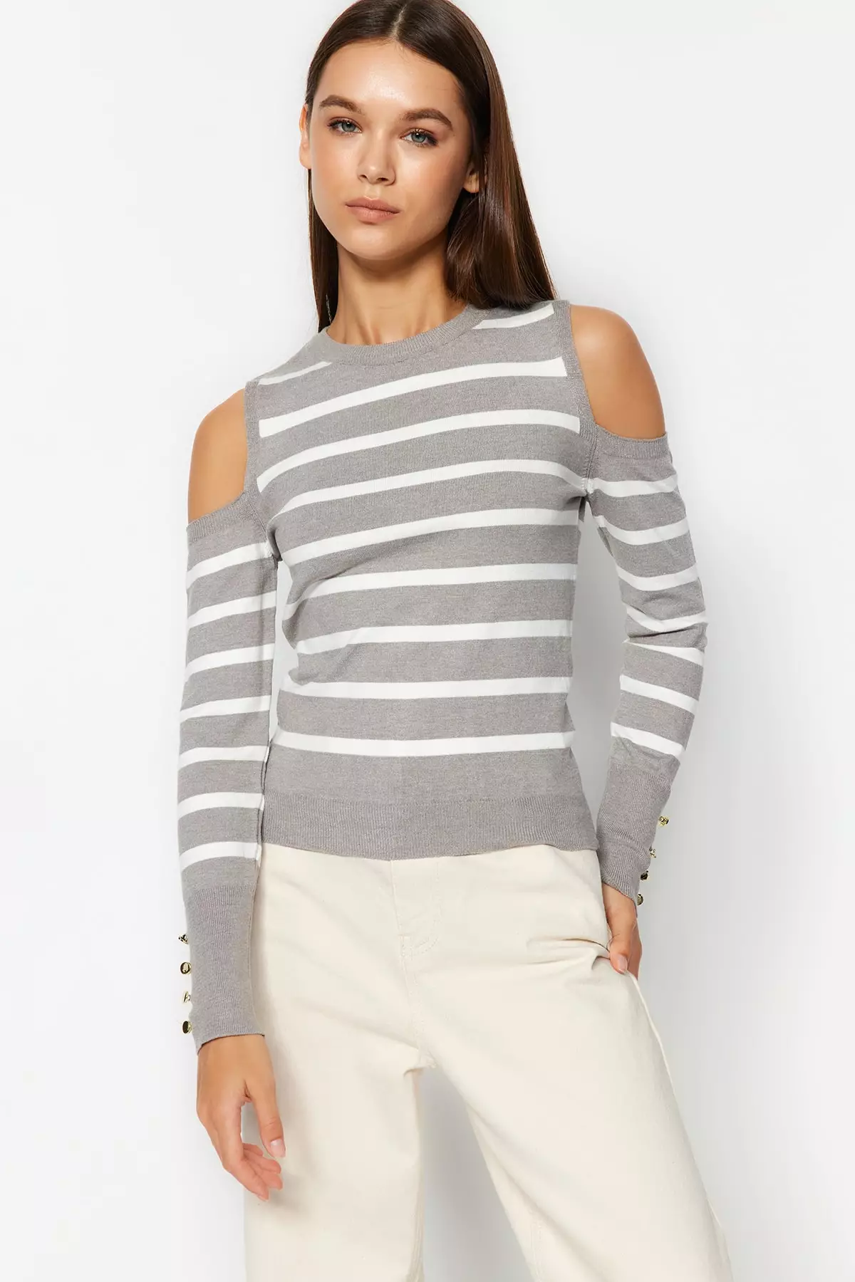 Cold shoulder knit cheap top