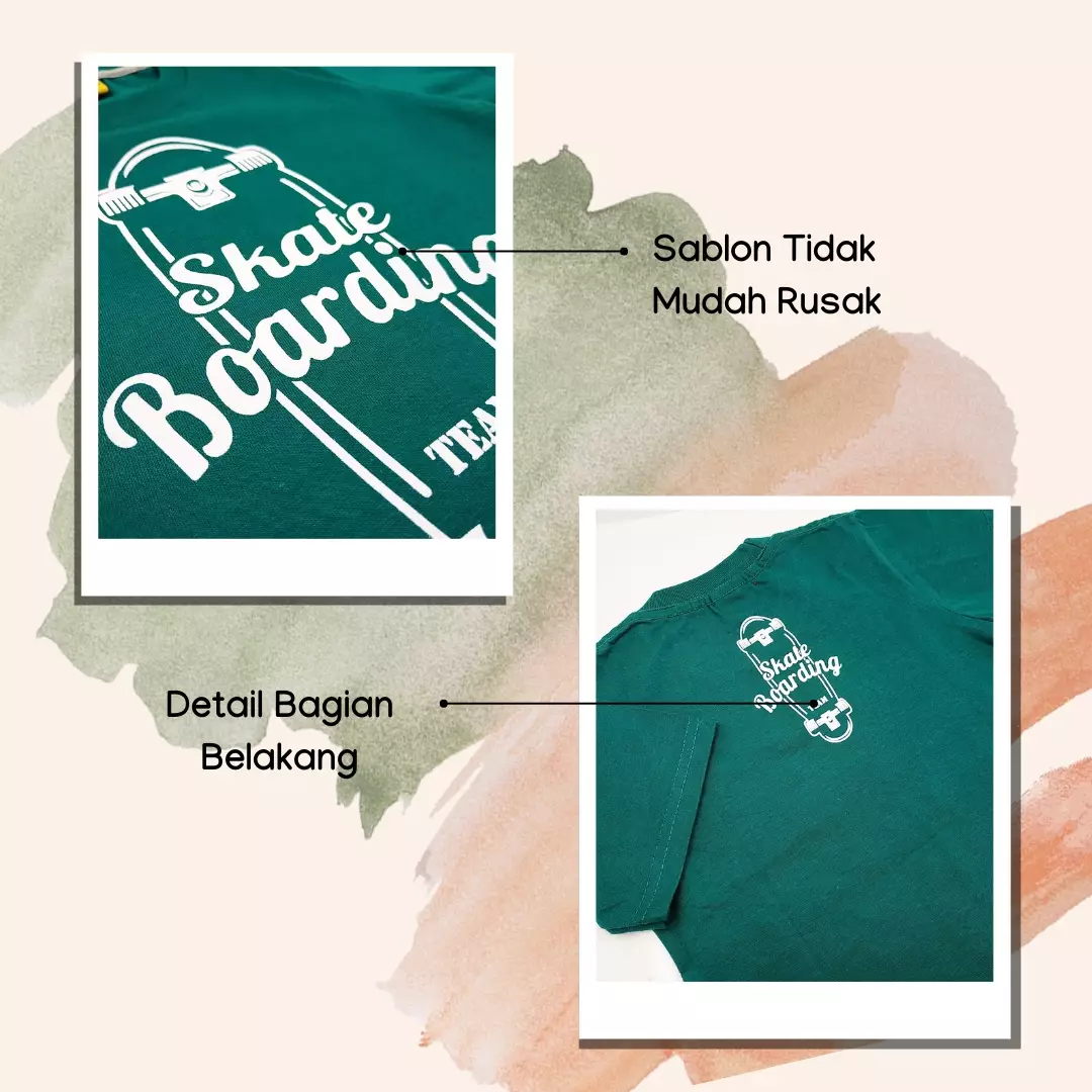 Wakakids Baju Anak Laki Laki Atasan Kaos Usia 3 Tahun Hingga 9 Tahun Motif Skate Boarding 3896 Hijau SKATS