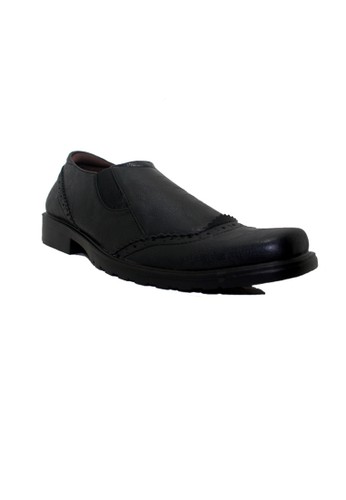 D-Island Shoes Slip On Formal Wingtip Leather Hitam