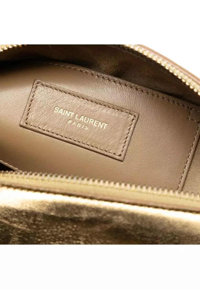Pre-Loved Saint Laurent Baby Metallic Leather Classic Duffle Satchel