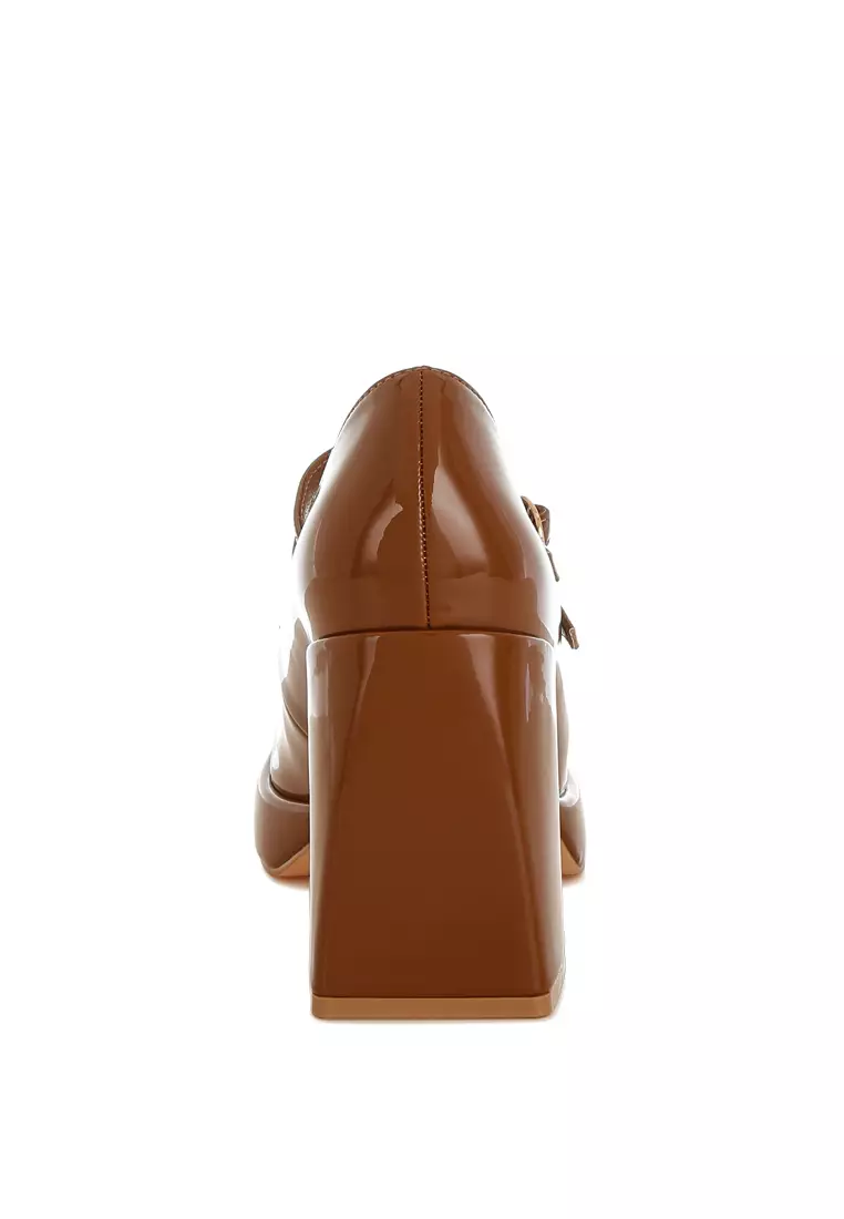 Double Strap Mary Jane Sandals in Tan